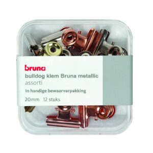 Bulldog clip 20 mm in goud, koper en zilver