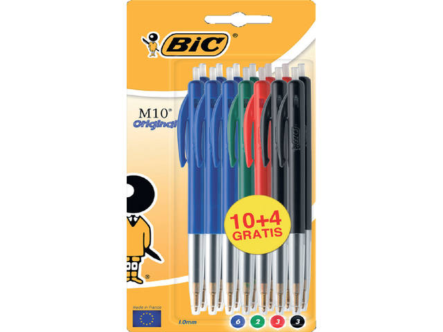 BIC Balpennen M10 Assortiment 10+4