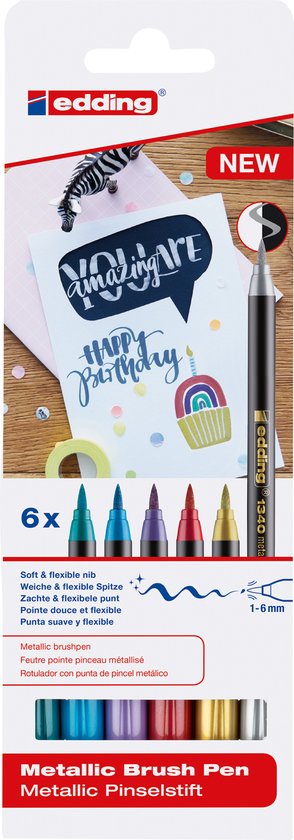 Edding Brushpens Metallic 6-Pack