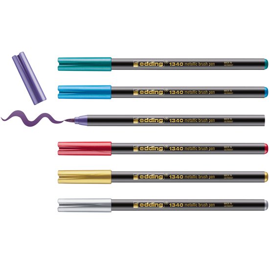 Edding Brushpens Metallic 6-Pack - Afbeelding 2