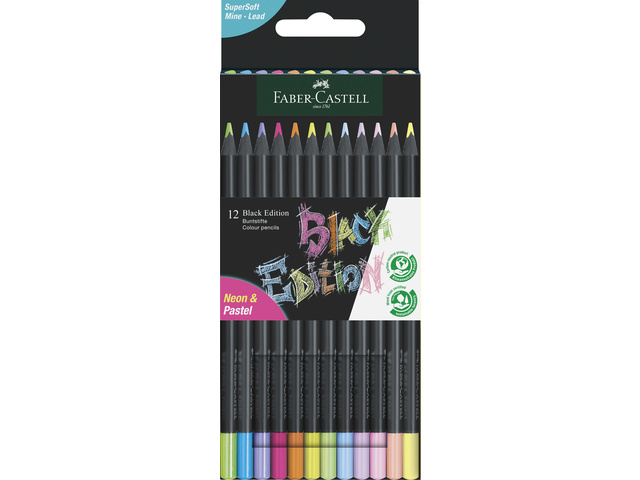 Kleurpotloden Faber-Castell Black Edition Neon + Pastel 12st.