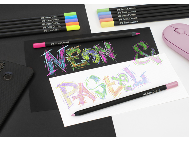Kleurpotloden Faber-Castell Black Edition Neon + Pastel 12st. - Afbeelding 4