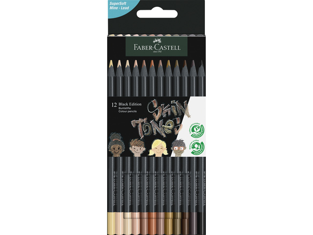 Kleurpotloden Faber-Castell Black Edition Huidskleuren 12st.