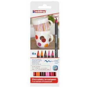 Edding Porselein-Penseelstiften Rood 6-Pack