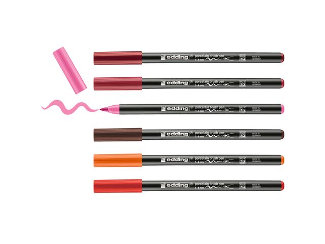 Edding Porselein-Penseelstiften Rood 6-Pack - Afbeelding 2
