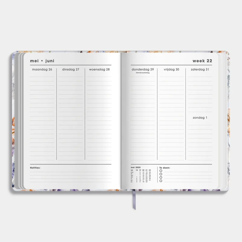 Agenda De Hobbit 25-26 A5 Waterverf Bloemen - Afbeelding 3