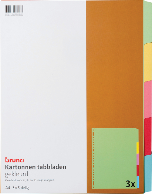 Kartonnen Tabbladen - Gekleurd - 3 x 5 delig