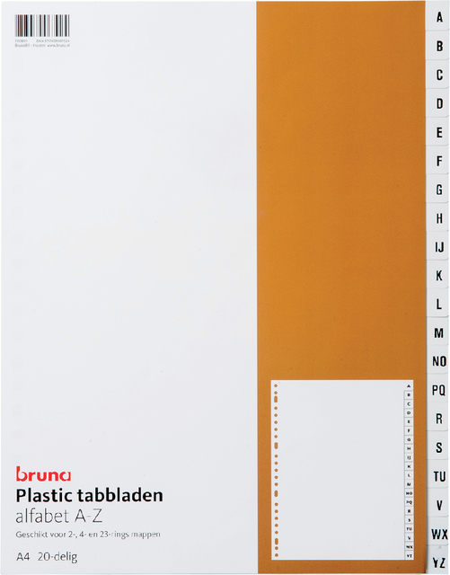 Plastic tabbladen 23-gaats - 20-delig met alfabetindeling